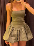 Women's Thin Straps Poplin Puff Short Women's Clothing Vacation Outfits Female Dresses MartLion   