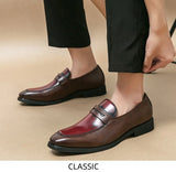 Classic Red Men's Formal Shoes Loafers Slip-on Casual Leather Zapatos Para Hombres MartLion   