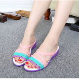 Women Sandals Summer Candy Color Women Shoes Peep Toe Stappy Beach Valentine Rainbow Clogs Jelly Flats Mart Lion   