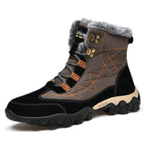 Winter Men's Snow Boots Super Warm Hiking Waterproof Leather High Top Outdoor Sneakers MartLion 53298-brown 38 