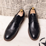 Brogue Men's Dress Shoes Elegant Microfiber Leather Formal Oxfords Mart Lion   