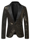 Glitter Embellished Groom Jacket Stylish Men's One Button Shiny Plaid Tuxedo Nightclub Prom Stage blazers MartLion   