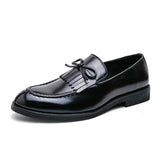 British Style Brogue Shoes Men's Slip-on Pointed Dress Leather Social Wedding MartLion black A30 38 CHINA