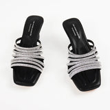 Summer Women Slippers Mules Shoes Open Toe High Heel Rhinestone Modern Sandals MartLion   