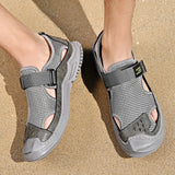 Men's Sandals Summer Outdoor Beach Leisure Baotou Hole Shoes Breathable Platform Wedge Thick Sole Round Toe MartLion   