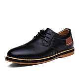 Men's Oxfords Genuine Leather Dress Shoes Brogue Lace Up Casual Luxury Moccasins Loafers MartLion Black 48 