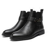 Oxford Men Shoes Leather Party Chelsea Dress Shoes Men Formal Boots For Men Classic Brogue Social Shoe male MartLion black 46
