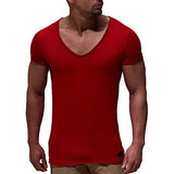 Men's T Shirt Chicken Heart Collar Recreational T-shirt for Short-sleeved Tops MartLion Red M 