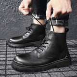 Off-Bound Autumn Men's Ankle Boots Tooling Desert British Punk Lace-up Casual Motorcycle High-cut Shoes Mart Lion   