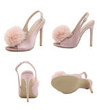 Liyke Pink Fluffy Feather Sandals Women Summer Peep Toe Back Buckle Strap High Heels Slip-On Sling back Shoes Mart Lion   