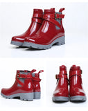 Rain Boots Women Leather Pu Ankle Bootie Waterproof Rubber Walking Shoes Girls Ladies Winter Outdoor Rainy Da MartLion   