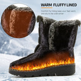 Waterproof Boots Women Casual Winter Warm Plush Soft Platform Snow Slip on Cotton Padded Shoes MartLion   