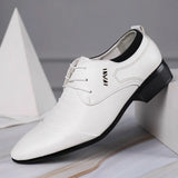 Men's Formal Leather Shoes Black Pointed Toe Loafers Party Office Casual Oxford Dress MartLion   
