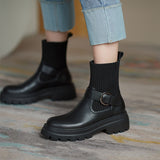 Autumn Thick-soled Ankle Boots and Socks All-match Flying Woven Elastic Velvet shoes Mart Lion   