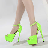 Liyke Summer 16.5CM Stiletto Platform Sandals Elegant Women Dinner Party Dress Shoes Peep Toe Wedding Stripper Heels Pumps Mart Lion Green 35 