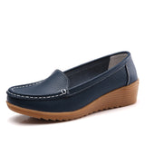 Summer Soft Single Lazy Shoes Women's Round Toe Flats Ladies Casual Loafers Mart Lion dark blue 35 