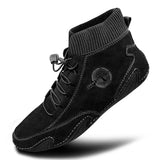 Men's Leather Casual Shoes Waterproof Lightweight High Top Sneakers Boots Non Slip Winter Loafers Walking MartLion Black 38 