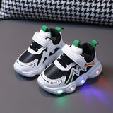 Children's Sneakers Boys Cute Led Lighted Shoes Girls Breathable Sport Sneakers Autumn Casual Kids 1-6Years MartLion Black 21 (Inner 13.5cm) 