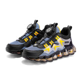 Children Sneakers Boys Shoes Buckle Strap Single Net Breathable Kids Casual Luxury Tennis Sports MartLion Black Yellow 28 