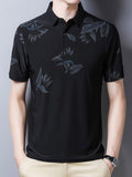 Summer Men's T Shirt Casual Print Short Sleeve Tshirt for Silm Fit Turn-down Collar Mart Lion black M 50-60 KG 