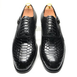 Handmade Cow Leather Men's Oxfords Snakes Print Banquet Ceremony Wedding  Lace Up Buckle Dress Shoes Office Footwear MartLion   