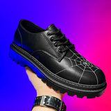 Men's Leather Shoes Creative Spider Web Stitch Casual Sneakers Flats Skateboard Sports Walking Loafers Mart Lion   