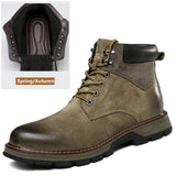 Natural Leather Winter Boots Genuine Cow leather Warm Men's Winter Shoes MartLion Khaki 38 