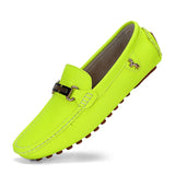 Men's Genuine Leather Loafers Soft Moccasins Shoes Autumn Flat Driving Folding Bean Zapatos Hombre MartLion 15119-YG Green 47 