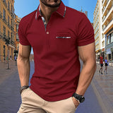 Men's Short sleeved Polo Shirt Summer European and American Street Casual Pocket Lapel Top Men's MartLion   