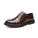 Mixed Color Dress Shoes Men's Pointed Toes Leather Social Zapatos De Vestir Hombre MartLion brown 7831-1 38 CHINA