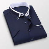 Summer Shirt Men's Short Sleeves Button Up Shirt Turn-down Collar Casual Clothing Mart Lion DarkBlue Shirt M 46-56 KG 