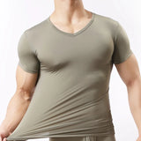 Men's Sheer Undershirts Ice Silk Mesh See through Basics Shirts Fitness Bodybuilding Underwear MartLion Army green S Pack of 1