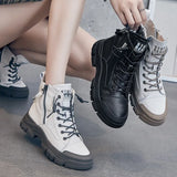 Winter Shoes Leather Sneakers Boots for Women Thick Sole Women Ankle Boots Ladies Boots MartLion   