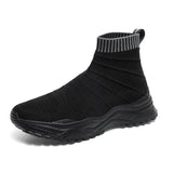 Lightweight Couple High-top Sock Shoes Breathable Running Shoes Men's Trendy Casual MartLion black 36 