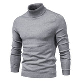 Winter Turtleneck Thick Men's Sweaters Casual Turtle Neck Solid Color Warm Slim Turtleneck Sweaters Pullover Mart Lion HIGH001-Light grey Size S 50-55kg 