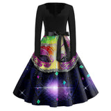  Dresses For Women Daily Ankle-Length Round Collar Long Sleeves Carnival Printed Ladies Frocks Robes MartLion - Mart Lion