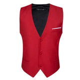 Luxury Red Solid Vest for Men's Silk Satin Waistcoat Bowtie Tie Hanky Set Sleeveless Jacket Wedding Formal Suit Barry Wang MartLion   