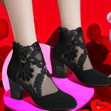  Summer Women's Boots Hollow Breathable Mesh Thick Heeled High-heeled Ladies Sandal Summer Short MartLion - Mart Lion