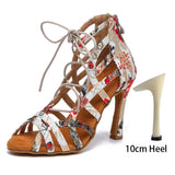 Woman Dance Heels For Latin Shoes Ballroom Tango Jazz Elegant Salsa Party Flower Cloth MartLion   