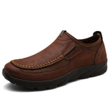Hiking Shoes Men's Lightweight Loafers Slip-On Leather Moccasins Driving Caminhadas Trekking MartLion Dark brown 39(24.5CM) 