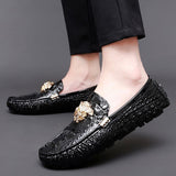 Men's Leather Loafers Moccasins Slip On Flat Casual Shoes Driving Unisex Loafers Designer Zapatos Mart Lion   