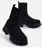  Women Boots Elastic Platform Breathable Spring Summer Heels Slip Elegant Heeled Shoes MartLion - Mart Lion