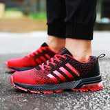Running Shoes Men's Sneakers Fitness Breathable Air Cushion Outdoor Platform Flying Woven Lace-Up Shoes Sports Mart Lion   