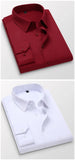 Men's Casual Solid Color Long-sleeved Shirt Slim Versatile White Shirt for Men MartLion   