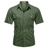 Summer Short Sleeve Army Tactical Shirt Men Thin Breathable Lapel Cargo Shirts MartLion army green M 