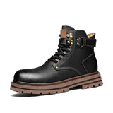 Golden Sapling Work Boots Leather Men's Casual Shoes Leather Tooling Boot Classics Punk Style Men Leisure Shoe MartLion black 43