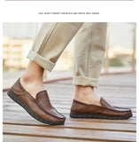 Men's Shoes Genuine Leather Loafers Casual Soft Bottom Dad for Spring MartLion   