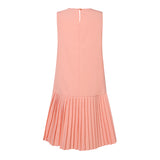 Summer Women Sleeveless Mini Dress Solid Pleated Short Dresses  Party MartLion   