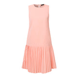 Summer Women Sleeveless Mini Dress Solid Pleated Short Dresses  Party MartLion   