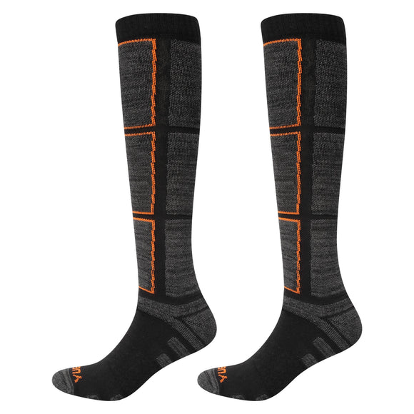 Breathable Thick Cushion Knee High Winter Sports Snowboarding  Skiing Socks Winter Warm Thermal Socks(2Pairs/Packs) Mart Lion 2 Pairs Black L(37-41 EU) 